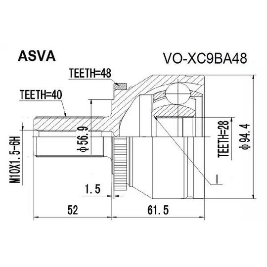 VO-XC9BA48 - Ledsats, drivaxel 