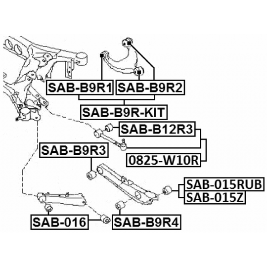 SAB-B9R-KIT - Control Arm-/Trailing Arm Bush 