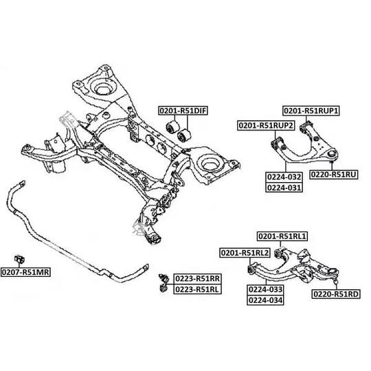 0201-R51DIF - Control Arm-/Trailing Arm Bush 