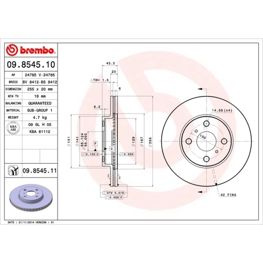 09.8545.11 - Brake Disc 