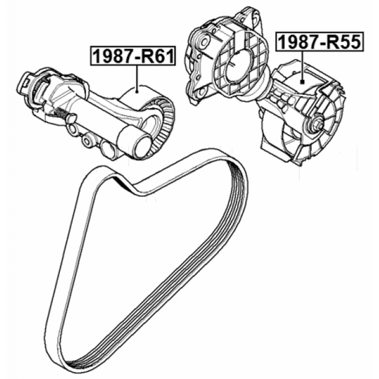 1987-R61 - Tensioner Pulley, v-ribbed belt 