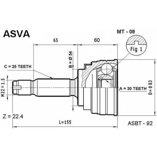 MT-09 - Joint Kit, drive shaft 