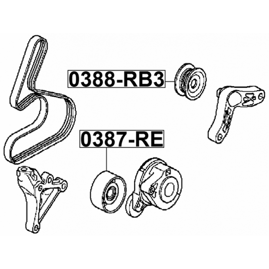 0388-RB3 - Deflection/Guide Pulley, v-ribbed belt 