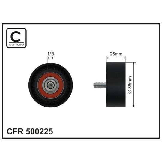 500225 - Deflection/Guide Pulley, v-ribbed belt 