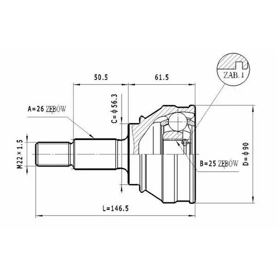 C.332 - Ledsats, drivaxel 