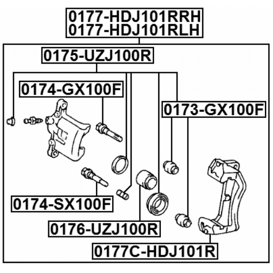 0177C-HDJ101R - Brake Caliper Bracket Set 