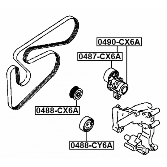 0488-CY6A - Deflection/Guide Pulley, v-ribbed belt 