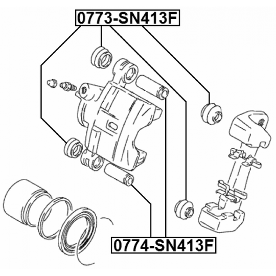 0773-SN413F - Bellow, brake caliper guide 