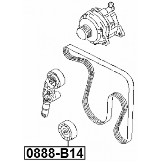 0888-B14 - Deflection/Guide Pulley, v-ribbed belt 