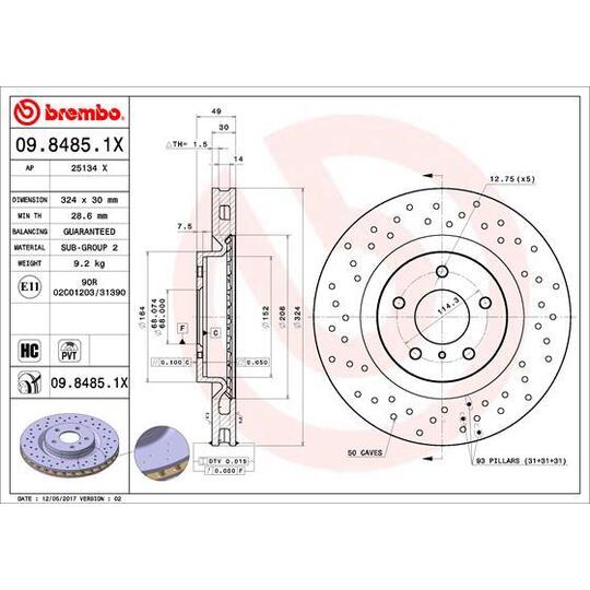 09.8485.1X - Brake Disc 