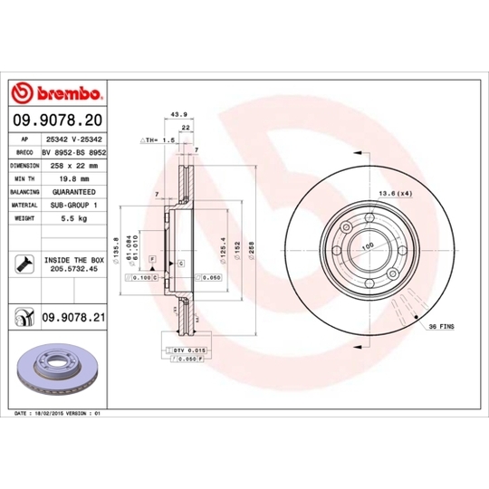 09.9078.21 - Brake Disc 