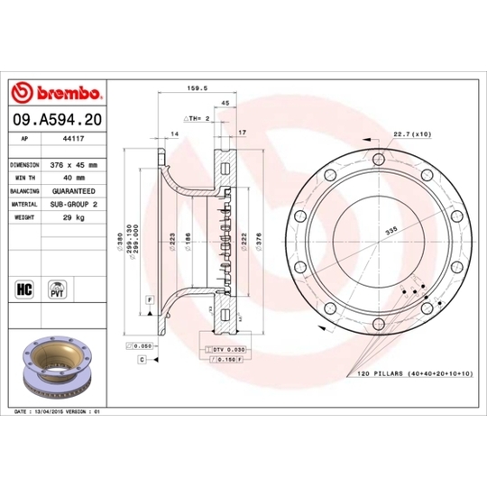 09.A594.20 - Brake Disc 