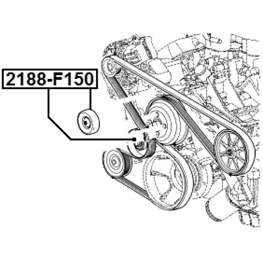 2188-F150 - Deflection/Guide Pulley, v-ribbed belt 