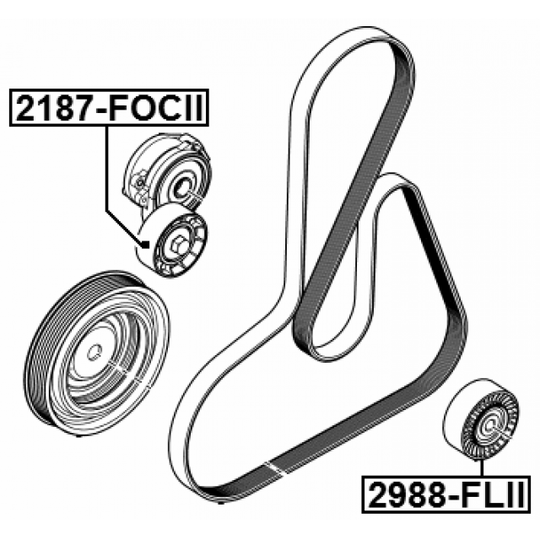 2988-FLII - Deflection/Guide Pulley, v-ribbed belt 