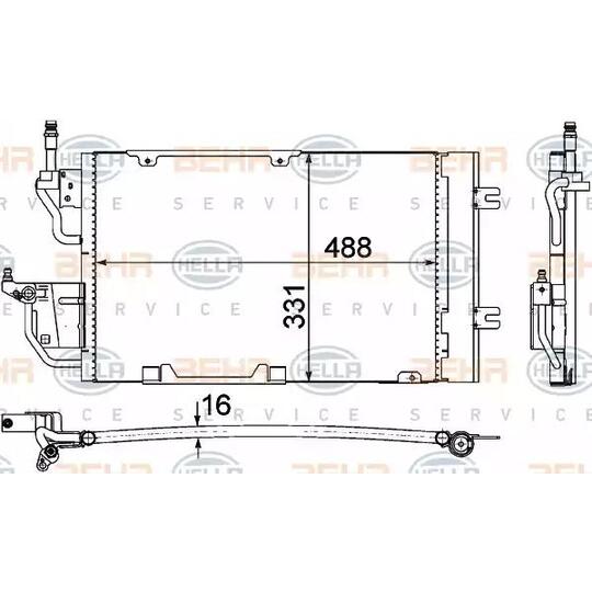 8FC 351 302-374 - Kondensor, klimatanläggning 