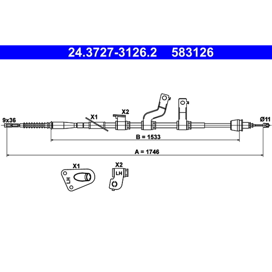 24.3727-3126.2 - Cable, parking brake 