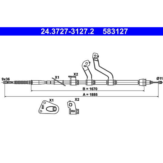 24.3727-3127.2 - Cable, parking brake 