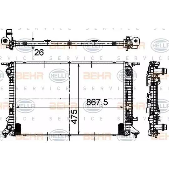 8MK 376 745-634 - Radiator, engine cooling 