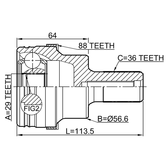 2110-KUGA88R - Joint Kit, drive shaft 