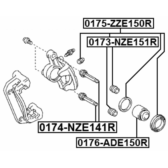 0173-NZE151R - Bellow, brake caliper guide 