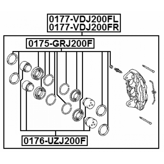 0176-UZJ200F - Piston, brake caliper 