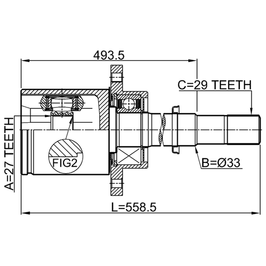 0211-J32RH - Ledsats, drivaxel 