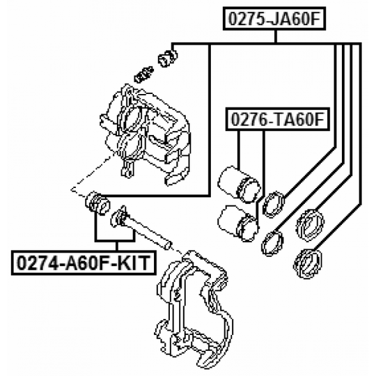 0274-A60F-KIT - Ohjaustappi, jarrusatula 