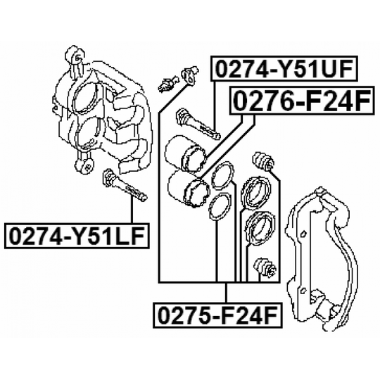 0274-Y51UF - Ohjaustappi, jarrusatula 