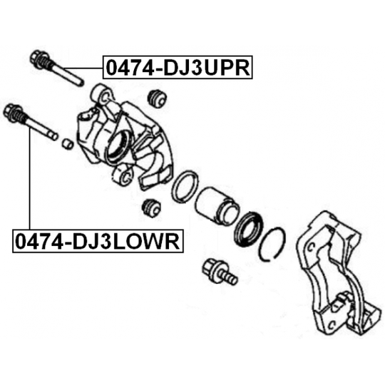 0474-DJ3LOWR - Ohjaustappi, jarrusatula 