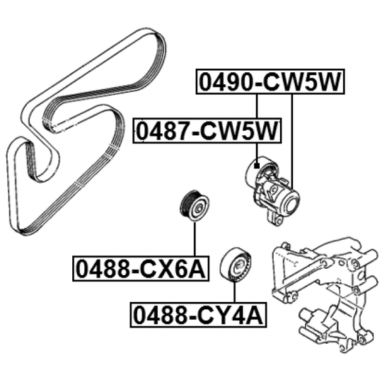 0488-CY4A - Deflection/Guide Pulley, v-ribbed belt 