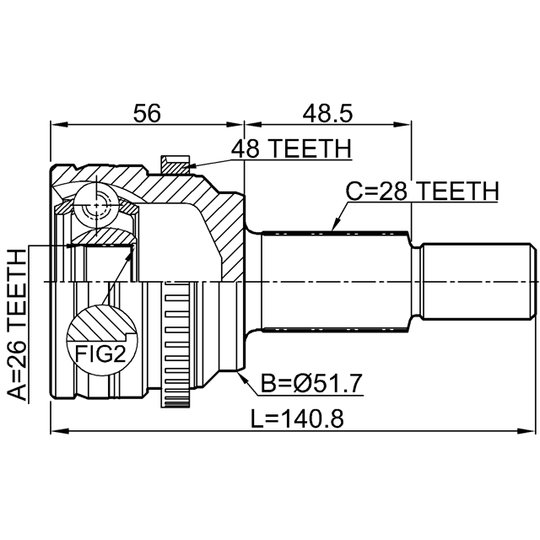 0510-CX5A48R - Joint Kit, drive shaft 