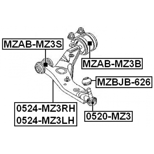 0524-MZ3RH - Track Control Arm 