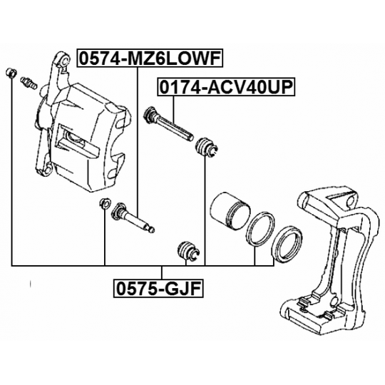 0574-MZ6LOWF - Guide Bolt, brake caliper 