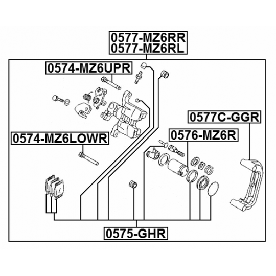 0574-MZ6LOWR - Guide Bolt, brake caliper 