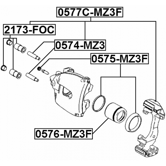 0576-MZ3F - Piston, brake caliper 