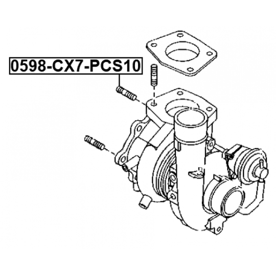 0598-CX7-PCS10 - Skruv, avgasgrenrör 