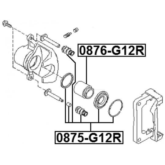 0876-G12R - Piston, brake caliper 