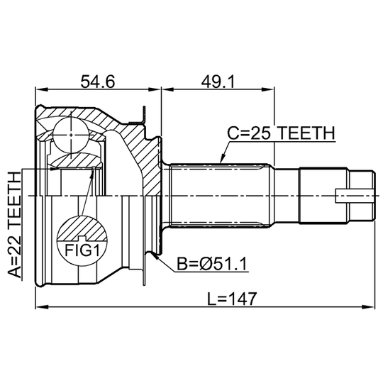 1010-CBT - Joint Kit, drive shaft 
