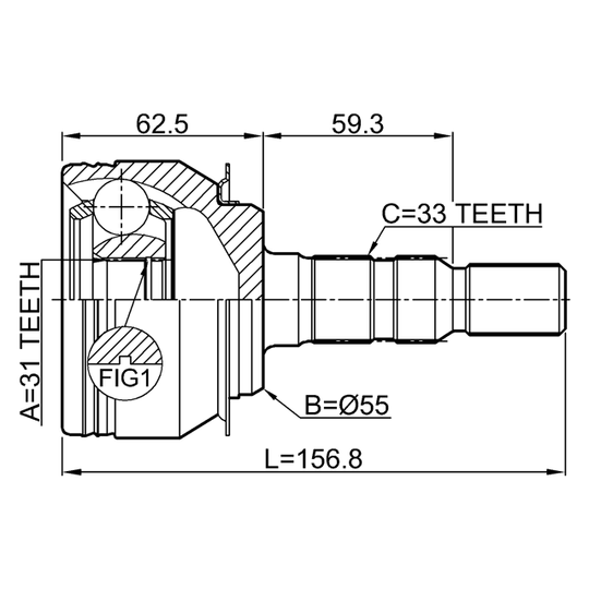 1010-J300 - Joint Kit, drive shaft 