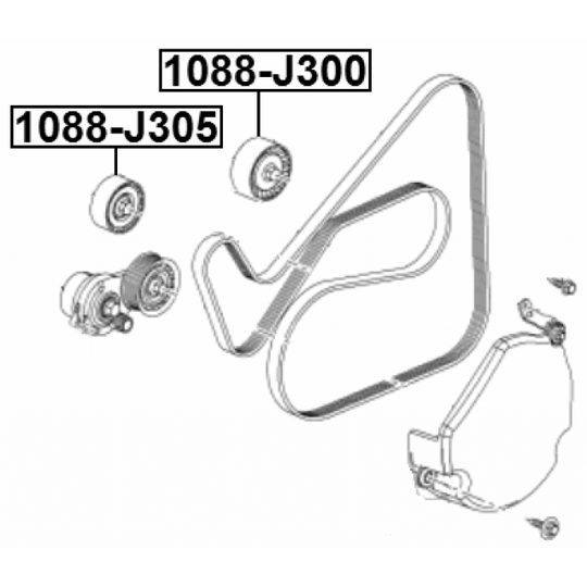 1088-J300 - Deflection/Guide Pulley, v-ribbed belt 