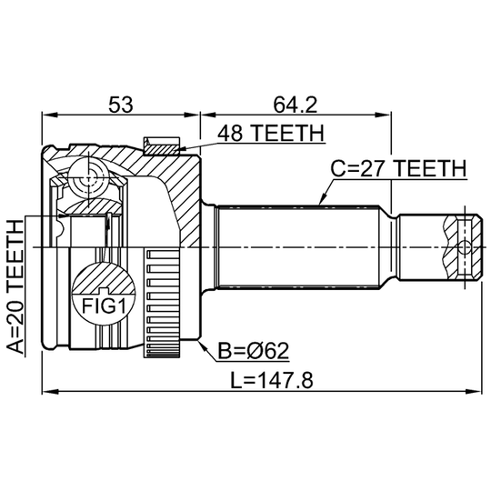 1210-IX35A48R - Joint Kit, drive shaft 