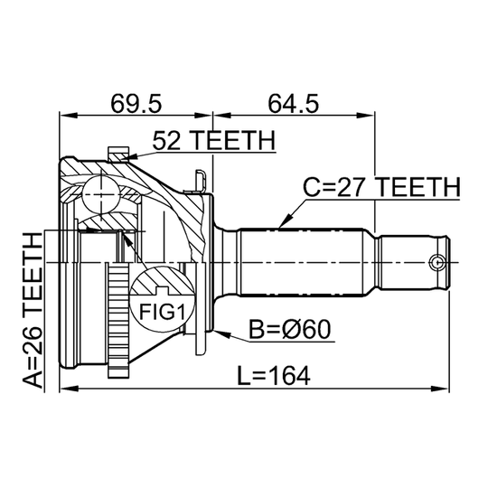 1210-SFA52 - Ledsats, drivaxel 