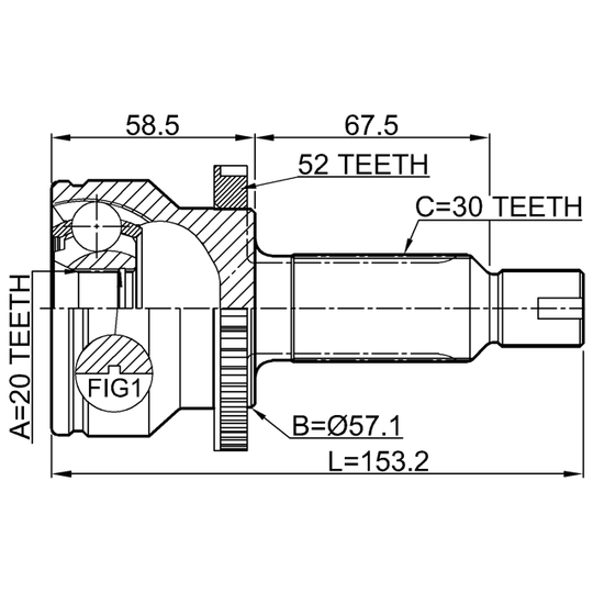 1210-SFA52R - Ledsats, drivaxel 