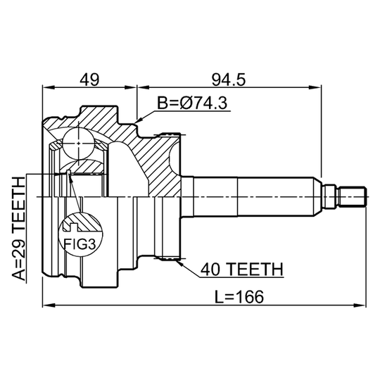 1410-ACTA40 - Ledsats, drivaxel 