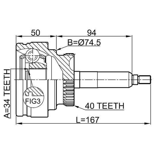 1410-REXIIPTA40 - Joint Kit, drive shaft 