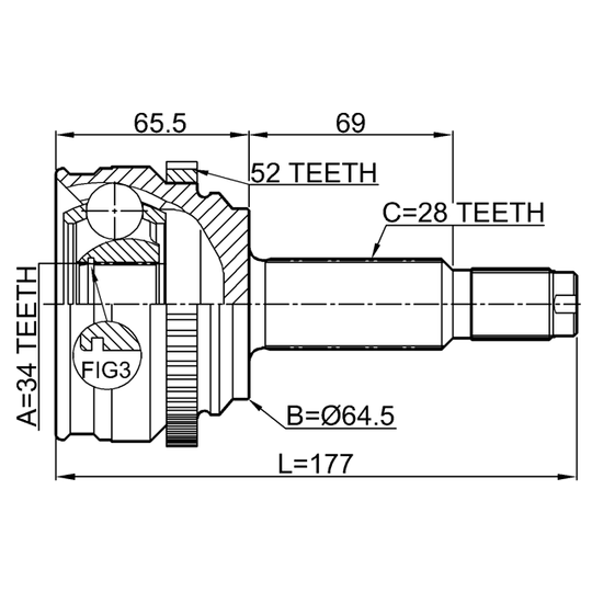 1410-RODA52 - Ledsats, drivaxel 