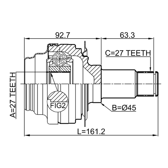 1611-212R - Ledsats, drivaxel 