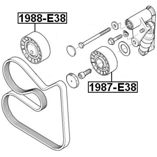 1987-E38 - Tensioner Pulley, v-ribbed belt 