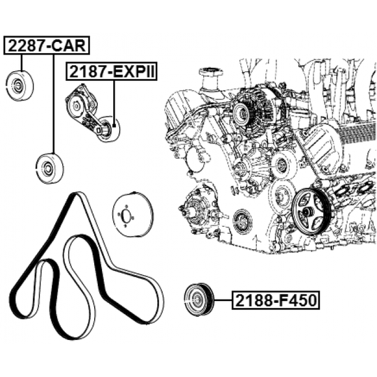 2188-F450 - Deflection/Guide Pulley, v-ribbed belt 