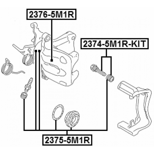 2374-5M1R-KIT - Guide Bolt, brake caliper 